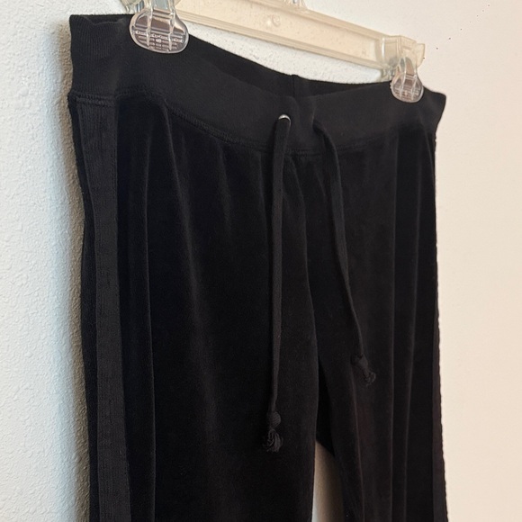 Juicy Couture Vintage Black Velour Flared Pants w/ Jzippers & Striped Trim SizeS - Picture 5 of 8